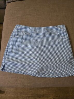 adidas Light Blue and White Checked Mini Skirt